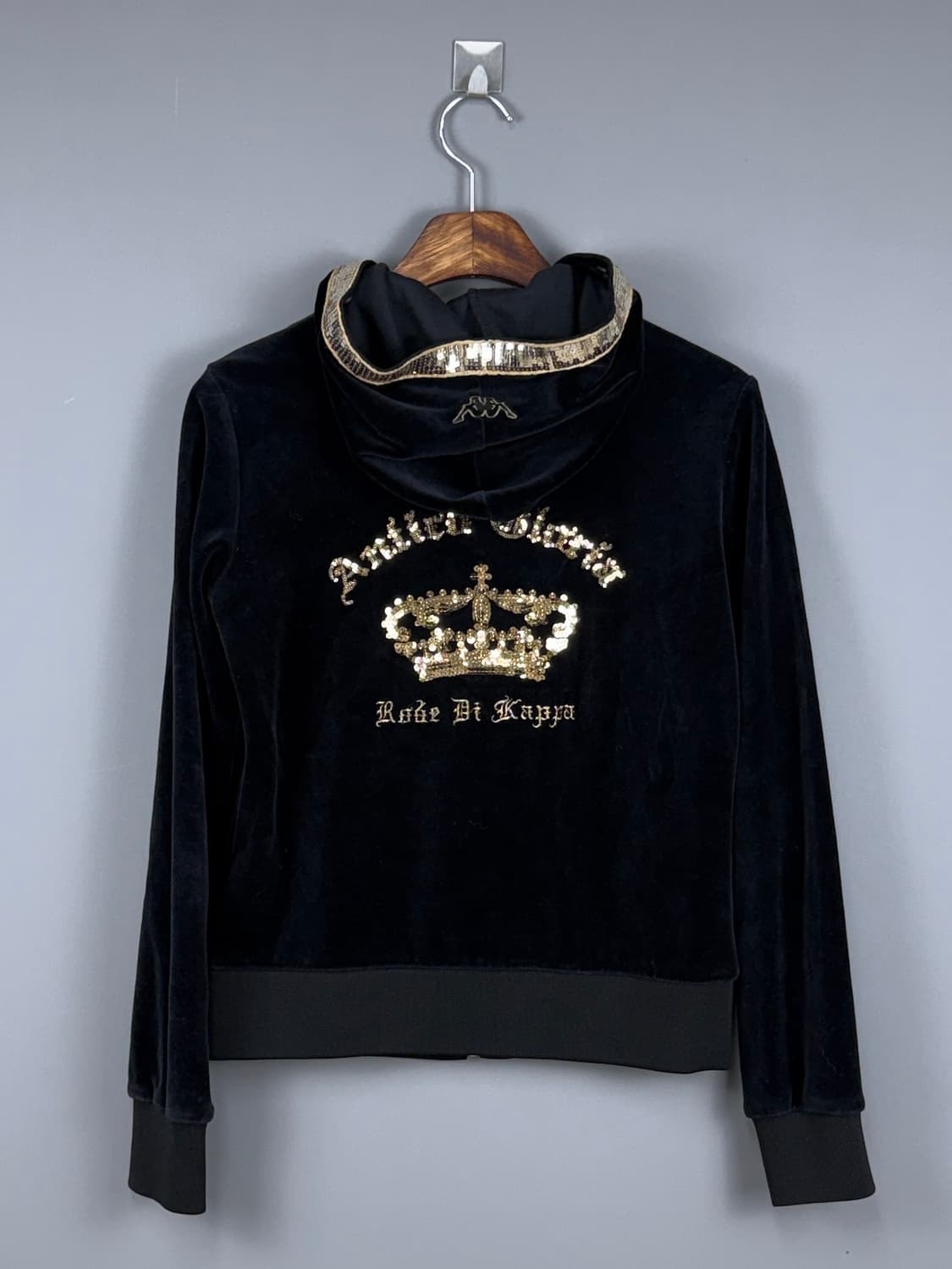 카파 y2k 벨벳 후드 집업 블랙 E37 상품이미지3