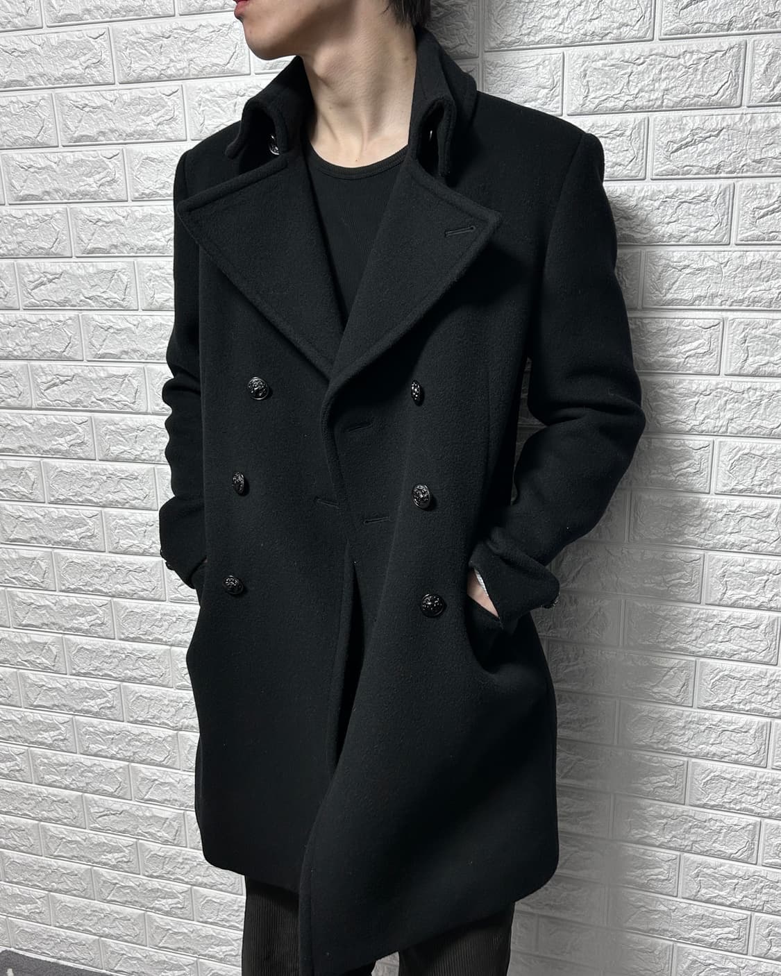 타임 옴므 울 캐시미어 더블 브레스티드 코트 상품이미지2