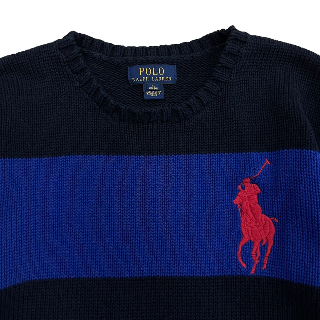 폴로 랄프로렌 레드 빅포니 네이비 배색 블랙 니트 XL 상품이미지4