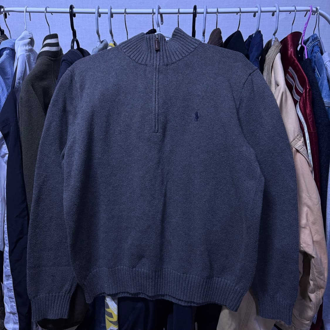 폴로 랄프로렌 차콜 반집업 니트 L 상품이미지1