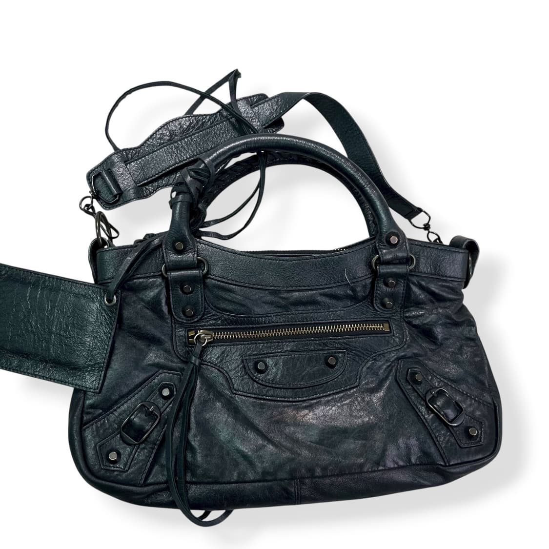 발렌시아가 115748 블랙 램스킨 클래식 시티 모터백 상품이미지3