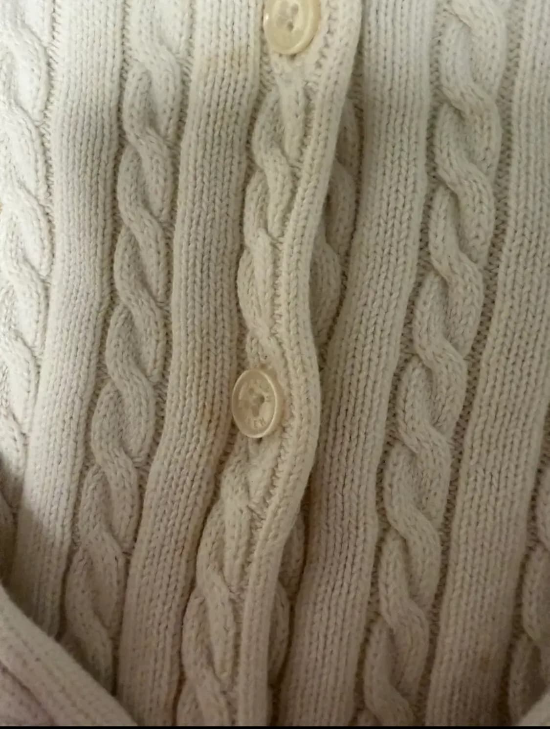 폴로 화이트 아이보리 니트 꽈배기 가디건 M 8-10 상품이미지2