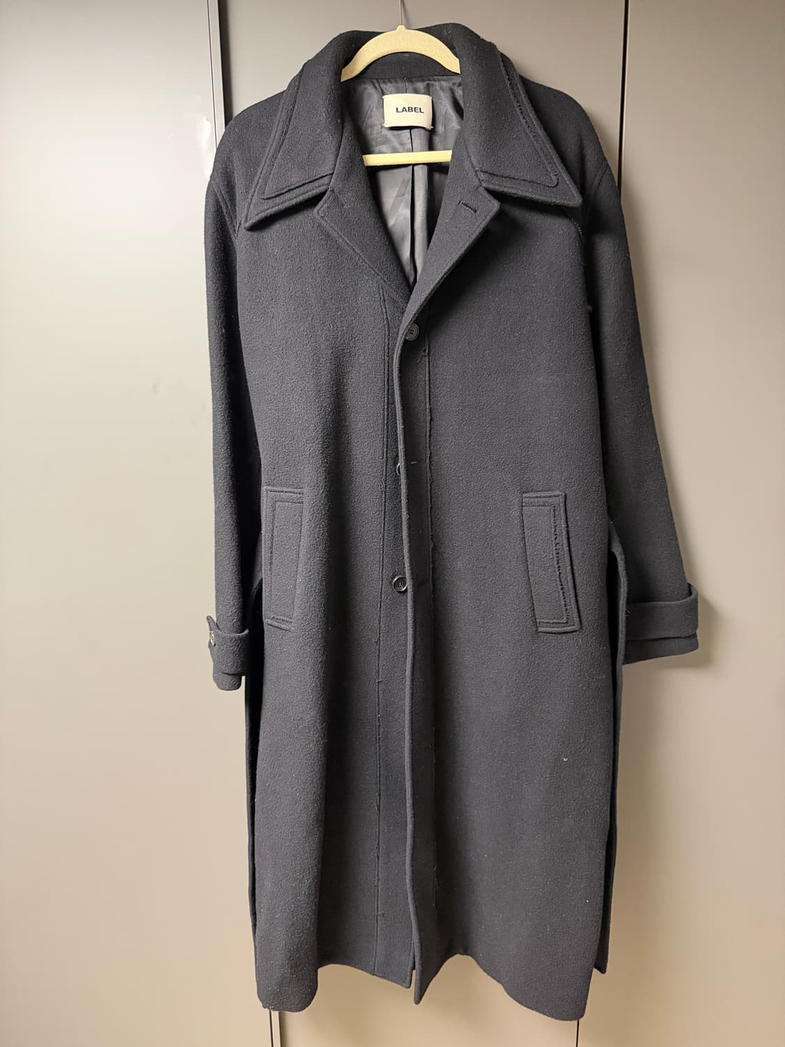 LABEL Archive 블랙 울 롱코트 XL 상품이미지1