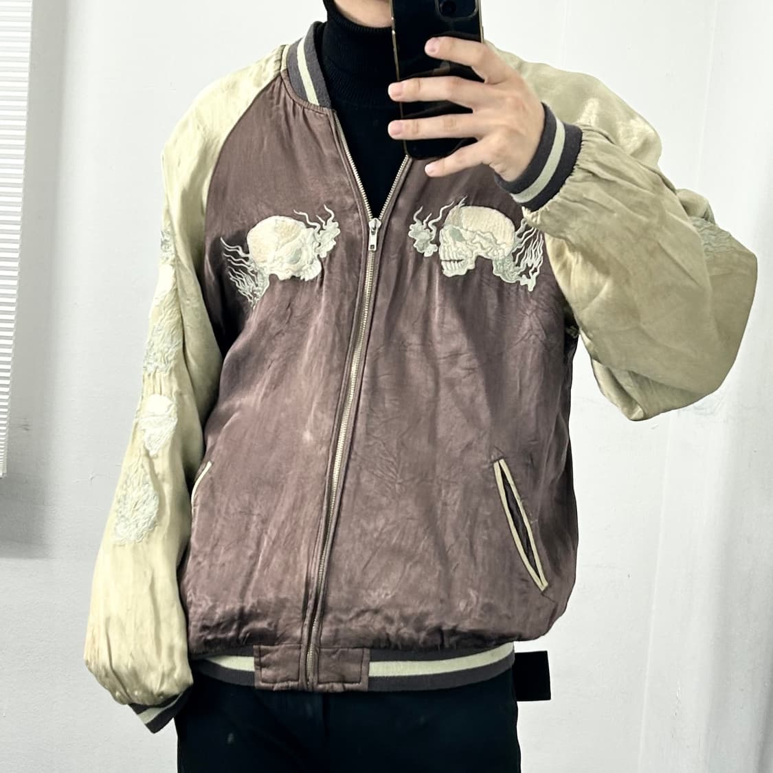 Wooden doll 리버시블 스컬 자수 스카쟌 자켓 상품이미지2