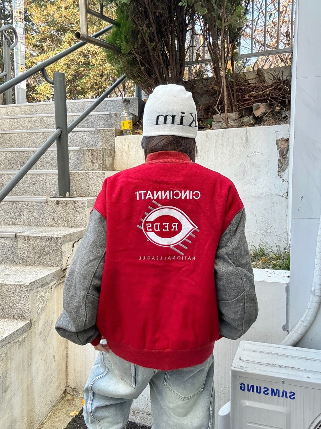 90s 올드스쿨 DeLONG 레드 스타디움 자켓 상품이미지4