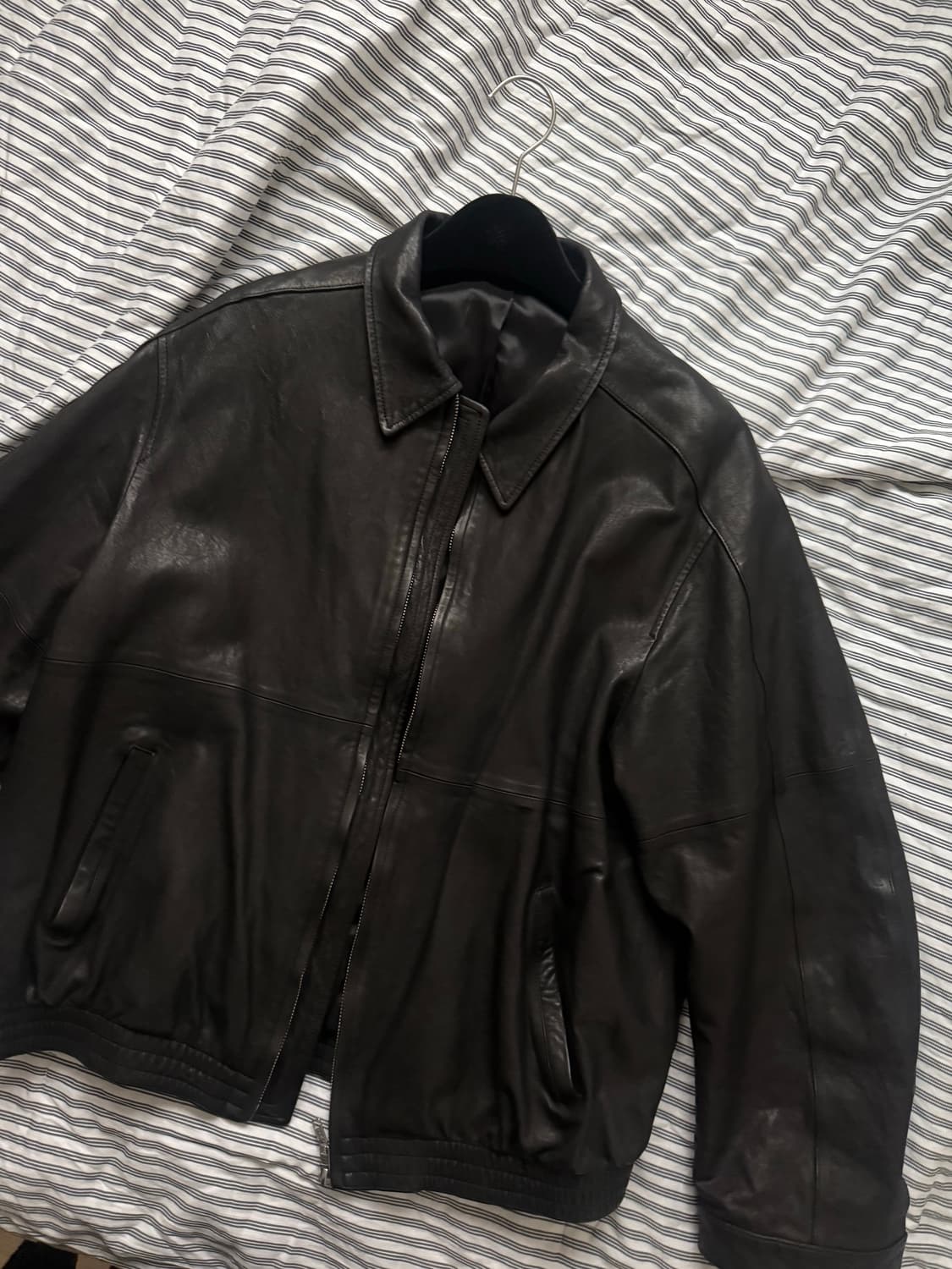 유스 워시드 레더 블루종 L사이즈 상품이미지1