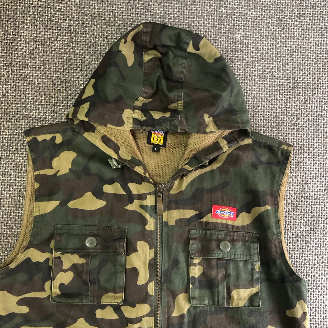 [L] Dickies 카모플라주 후드 베스트 상품이미지2