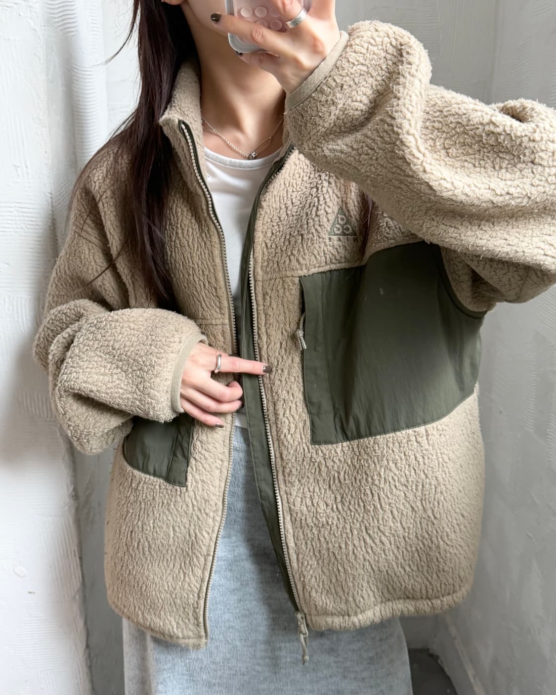 NIKE ACG 카키/베이지컬러 마이크로 플리스 자켓 상품이미지2