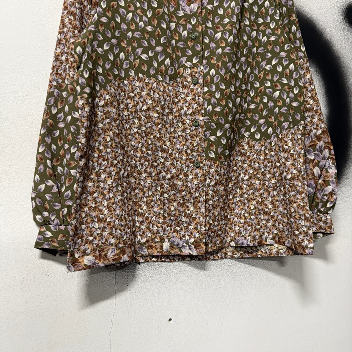 VTG 빈티지 플라워 리프 풀 패턴 크롭 블라우스 상품이미지4