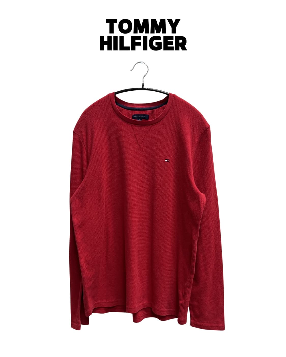 타미힐피거 스몰로고 와플 긴팔 티 레드 상품이미지1