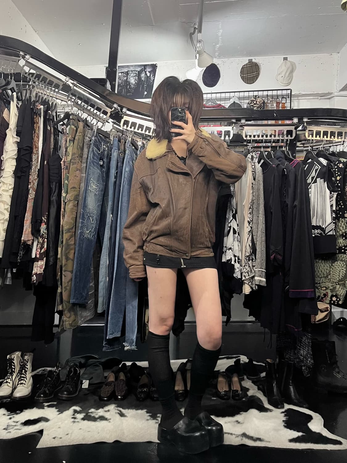브라운 소가죽 무스탕 상품이미지1