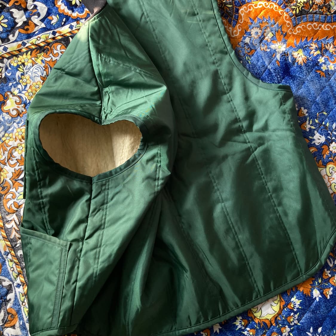 빈티지 아메카지 나일론 그린 퍼 오버핏 헌팅 베스트 조끼 아우터 상품이미지5