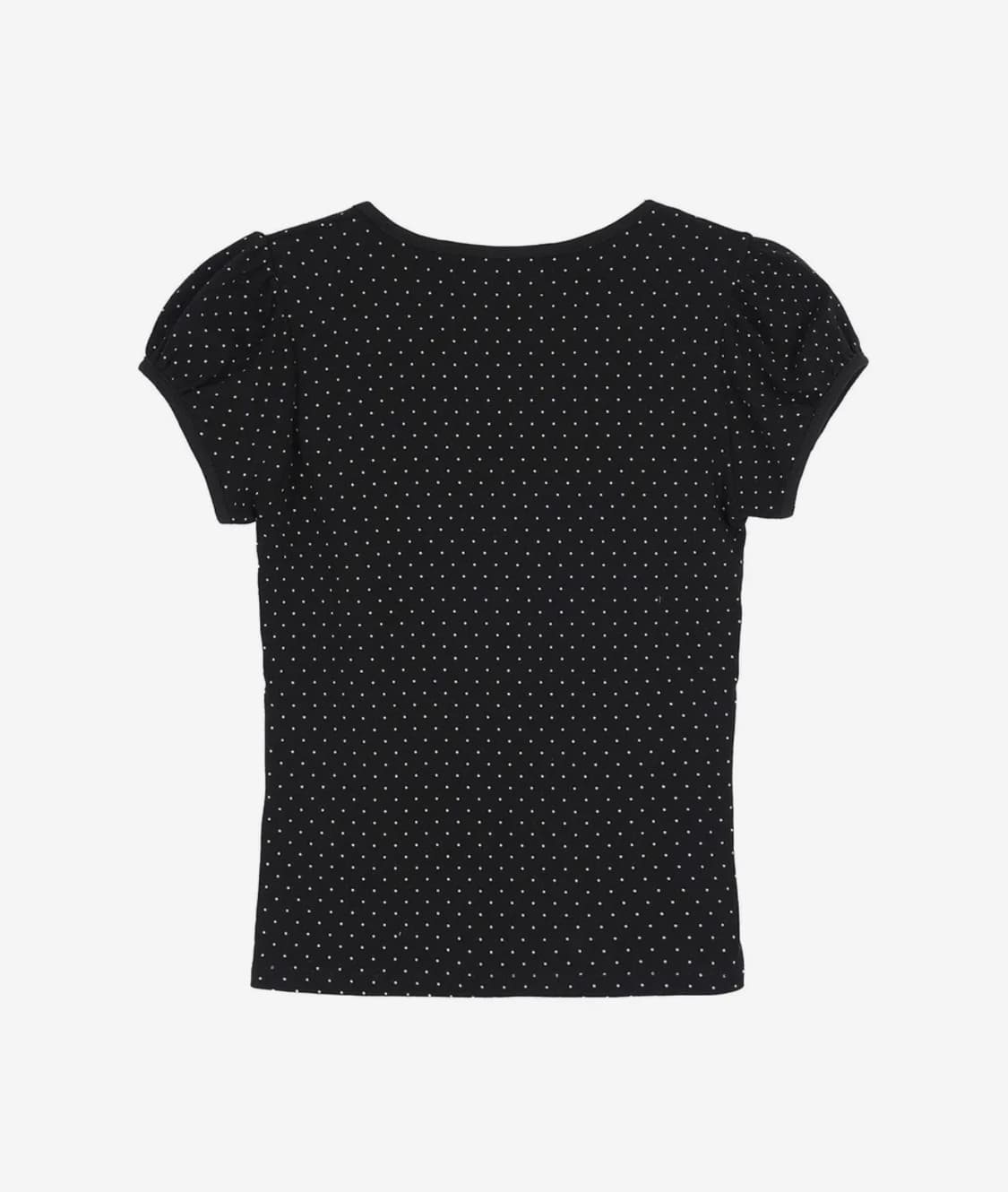 하이스쿨디스코 퍼프소매 도트 리본 숏슬리브 티셔츠 블랙 상품이미지3