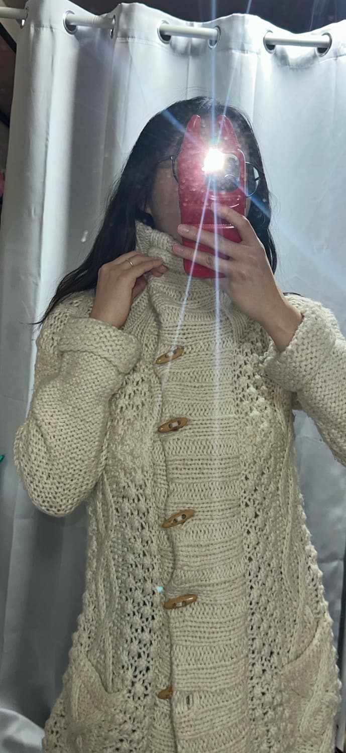 모리 니트 떡볶이 가디건 체크 언발 리본 스커트 코디 상품이미지2