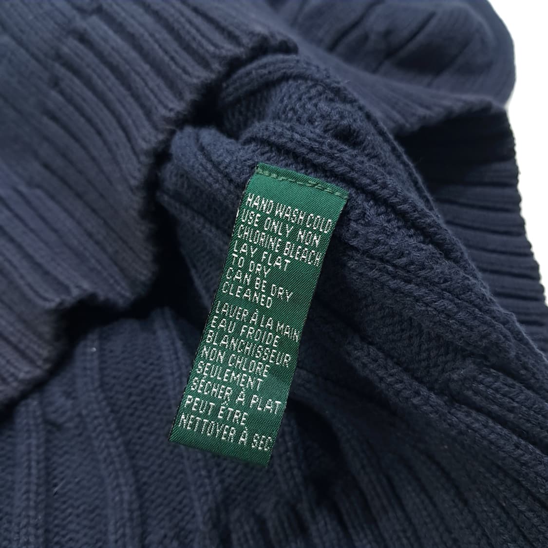 CL094 S 로렌 랄프로렌 레드 크레스트 자수 다크 네이비 케이블 니 상품이미지5