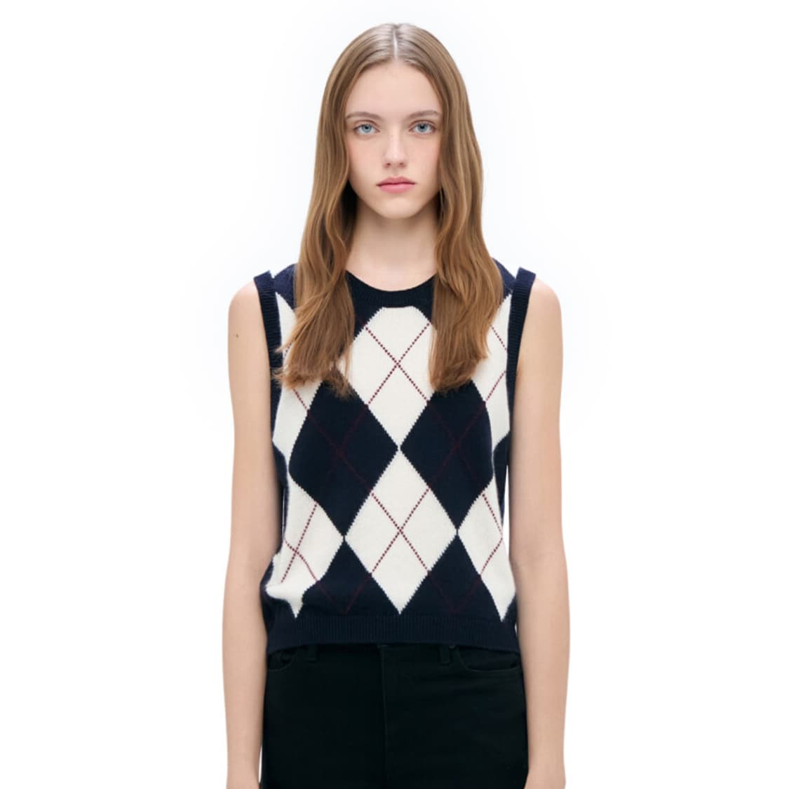 프레임(FRAME)X소더비 캐시미어100 아가일 베스트니트 66-77 상품이미지1