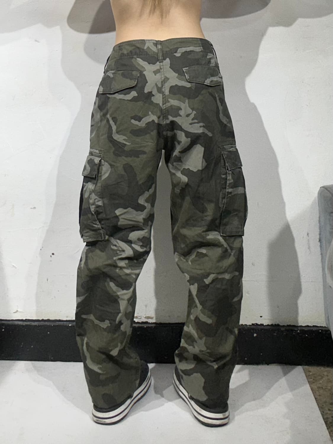 빈티지 카키 카모 와이드 카고 팬츠  상품이미지3
