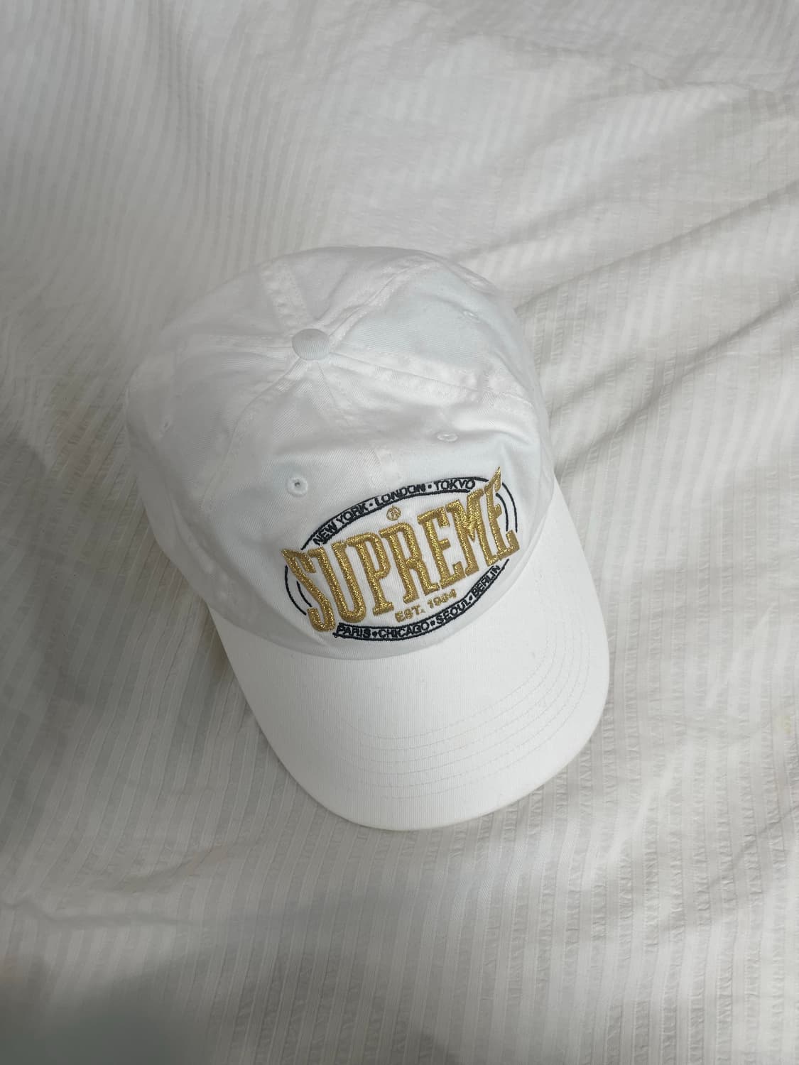 슈프림 웜 업 6 패널 화이트, 슈프림 모자 상품이미지2