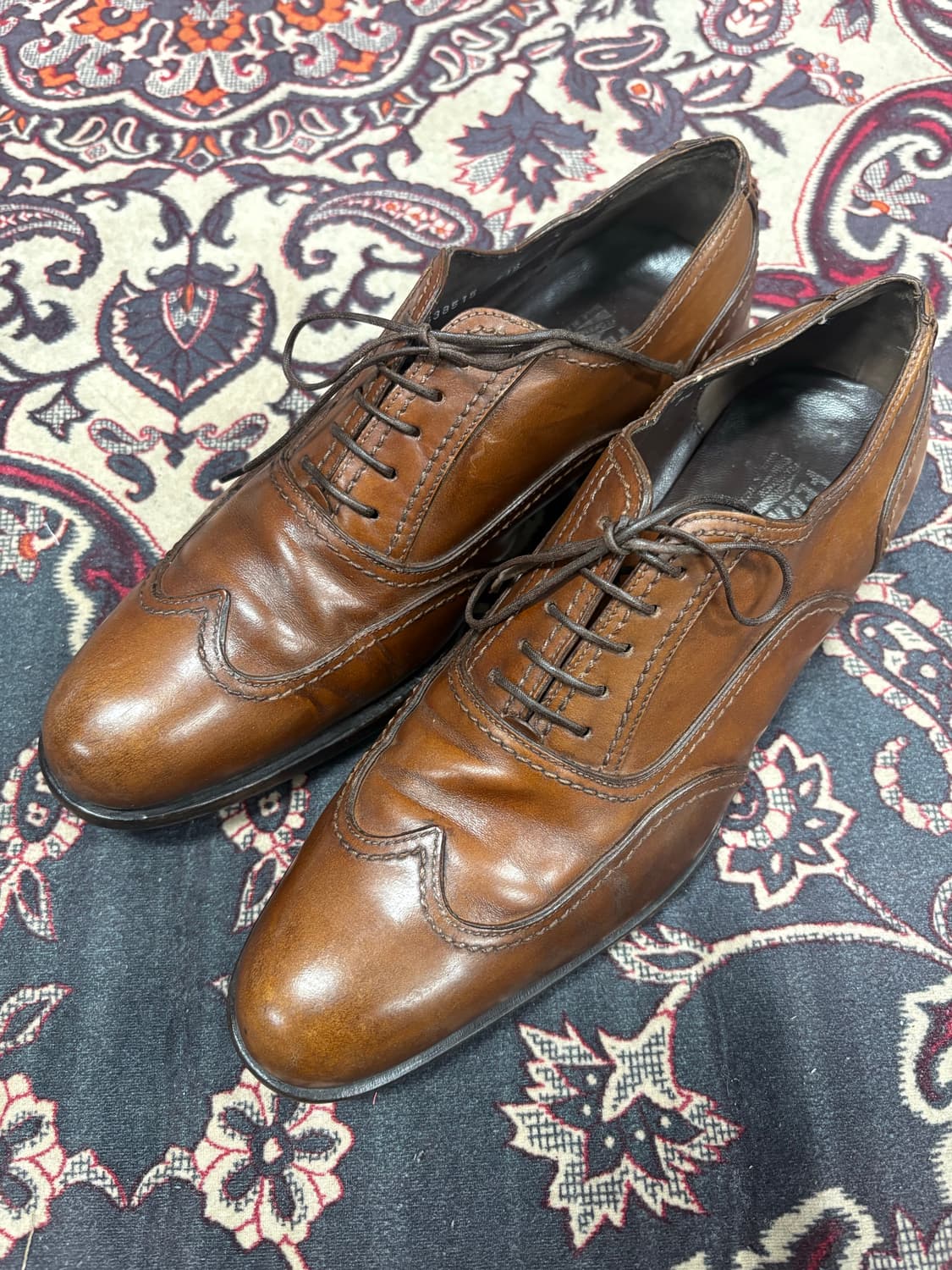 Salvatore Ferragamo 브라운 윙팁 옥스퍼드 수제화 상품이미지1