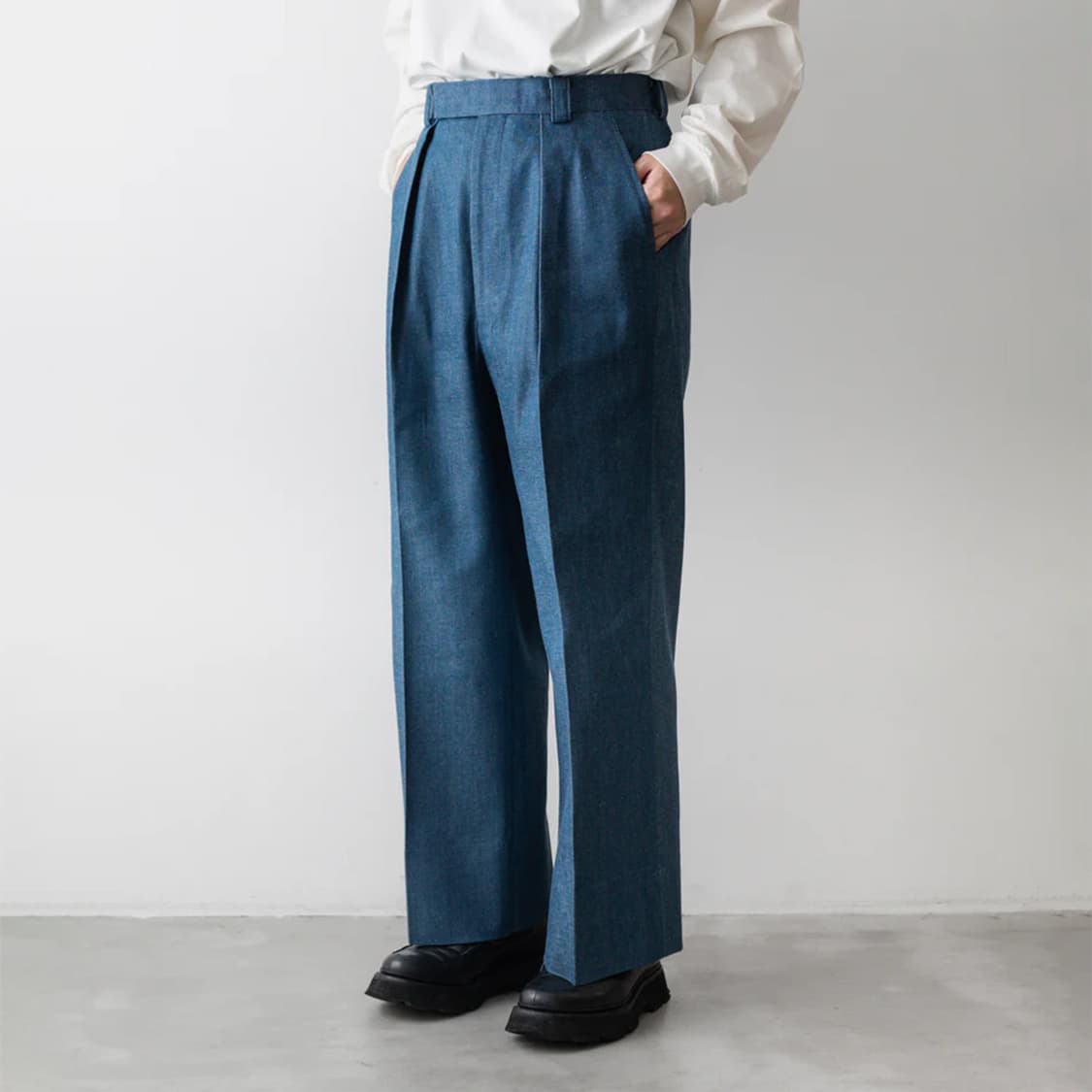 10oz blue shuttle denim 1-tuck baggy 상품이미지2