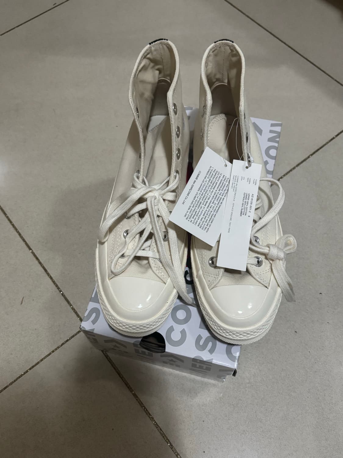 [새제품/270] 꼼데가르송 컨버스 척테일러 크림 하이 상품이미지2