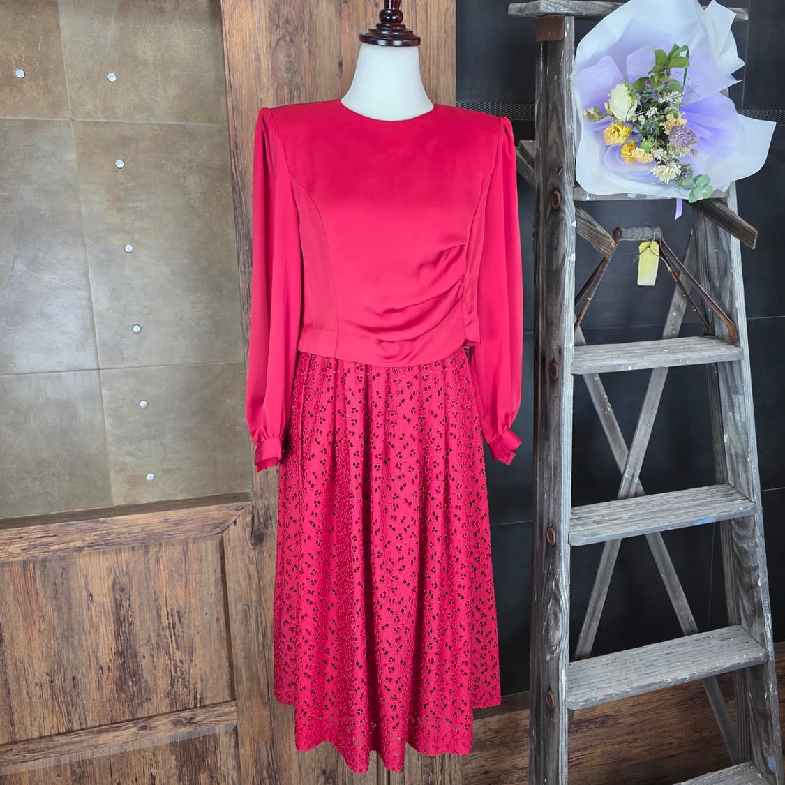 레트로 펀칭자수 롱원피스 상품이미지3