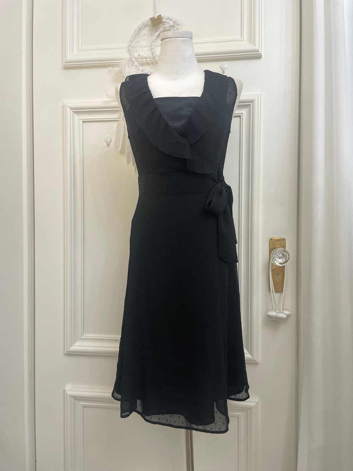 black ruffle bow dot lace opc(size-2) 상품이미지1