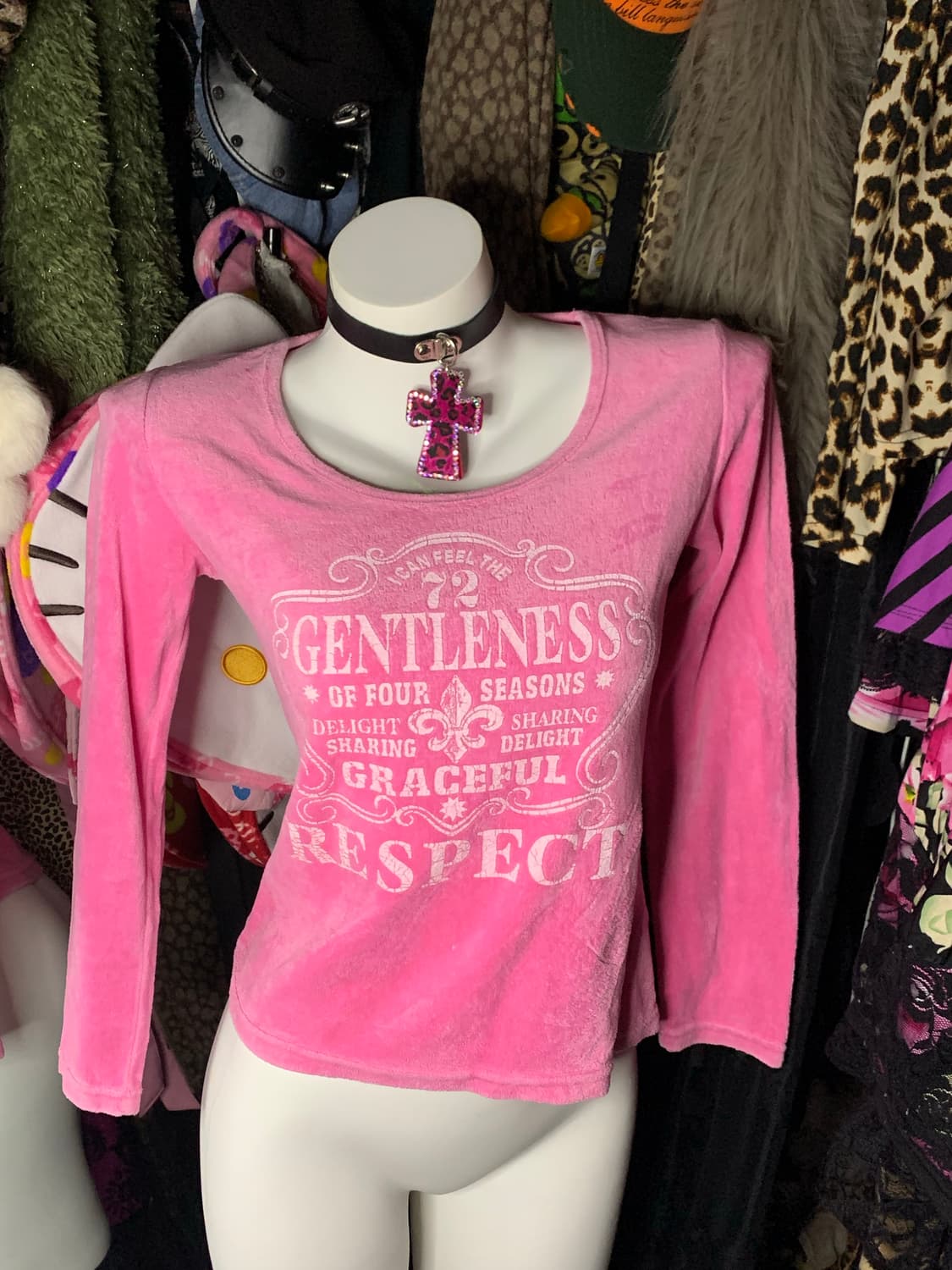 y2k 히메갸루 핑크 벨벳 탑 상품이미지2