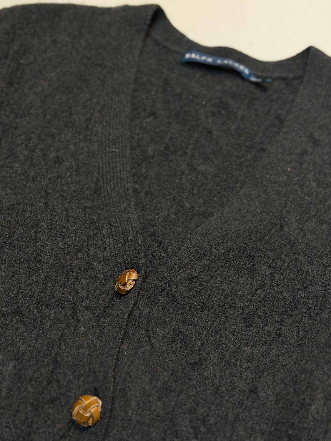 폴로 엘보우패치 캐시미어 울 케이블 가디건 그레이 상품이미지2