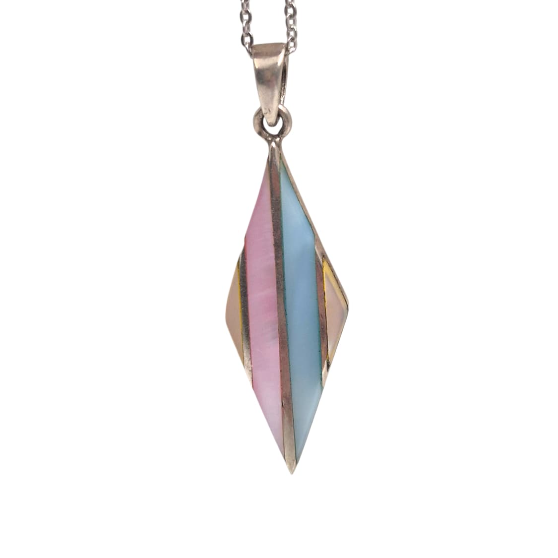 80s 멕시코 자개 인레이 실버 925 목걸이 상품이미지1