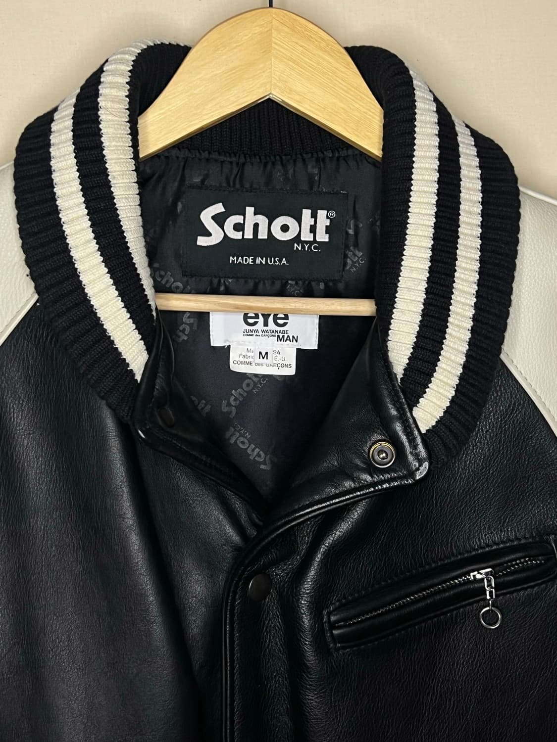 준야와타나베 맨 x 쇼트 schott 카우 레더 스타디움 바시티 자켓 상품이미지5
