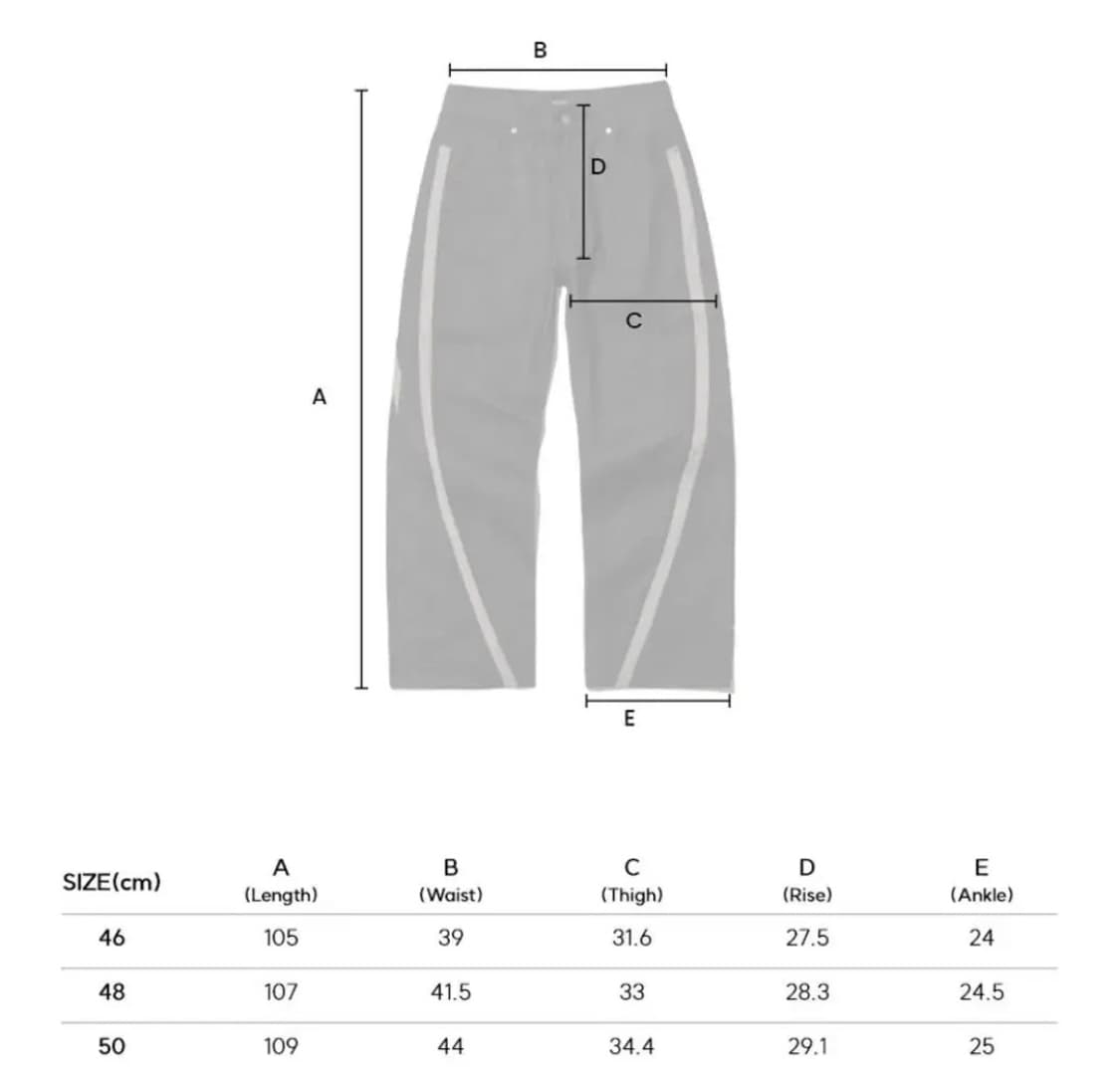 ADDOFF 웨이브 라인 와이드 데님 팬츠 흑청 상품이미지7