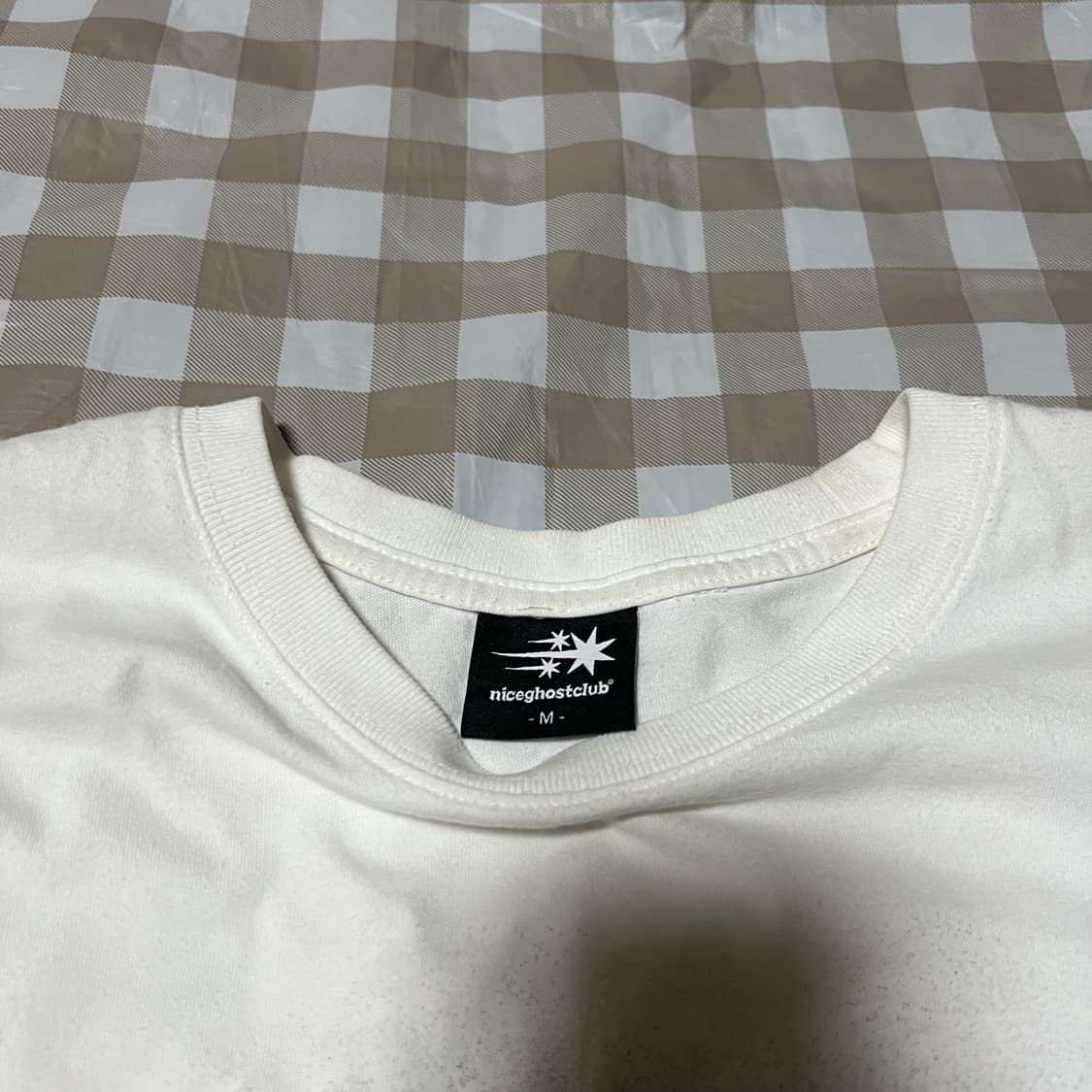 나이스고스트클럽 반팔 화이트 M 반팔티 셔츠 별 프린팅 공용 95 상품이미지2