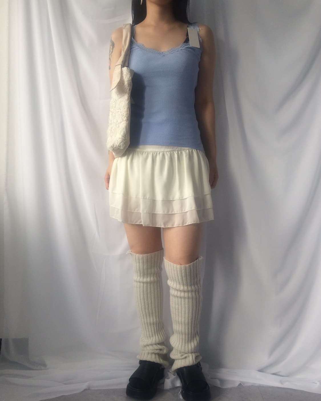 Lace trimming ribbed sleeveless 상품이미지6