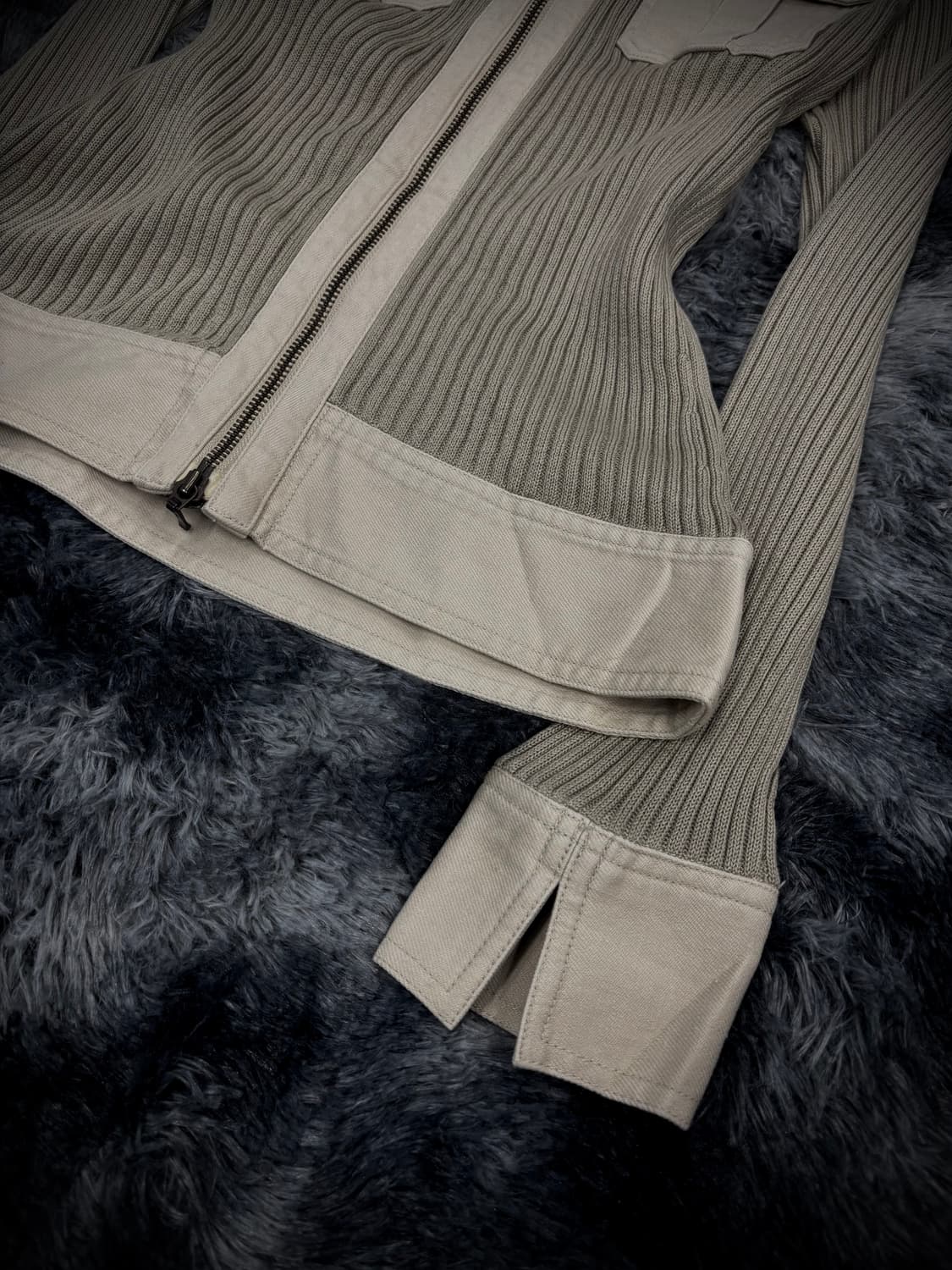 베이지 골지 포켓 드라이버스 니트카라집업 상품이미지4