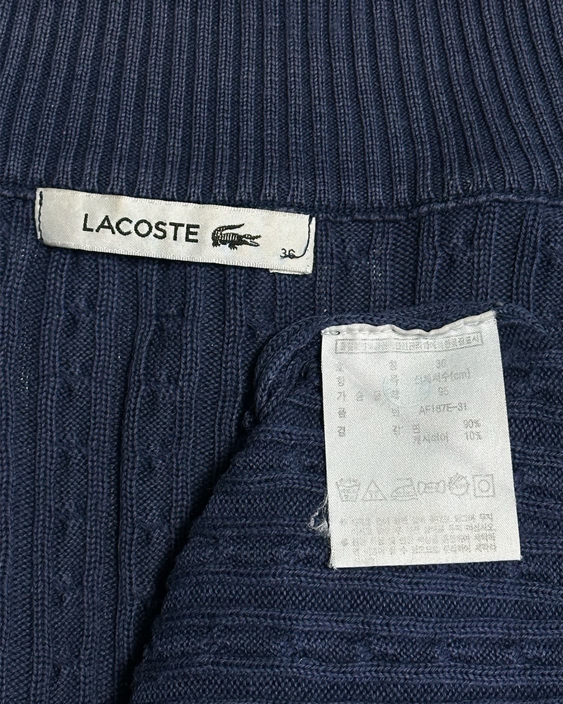 라코스테 캐시미어혼방 케이블 니트 집업 상품이미지4