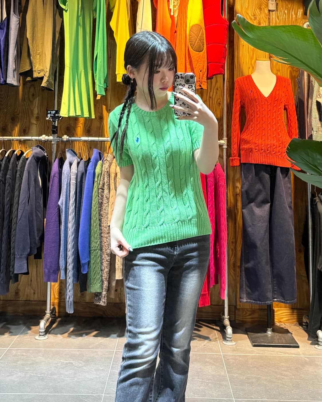 S 폴로랄프로렌 라이트그린 반팔 케이블 니트  상품이미지1