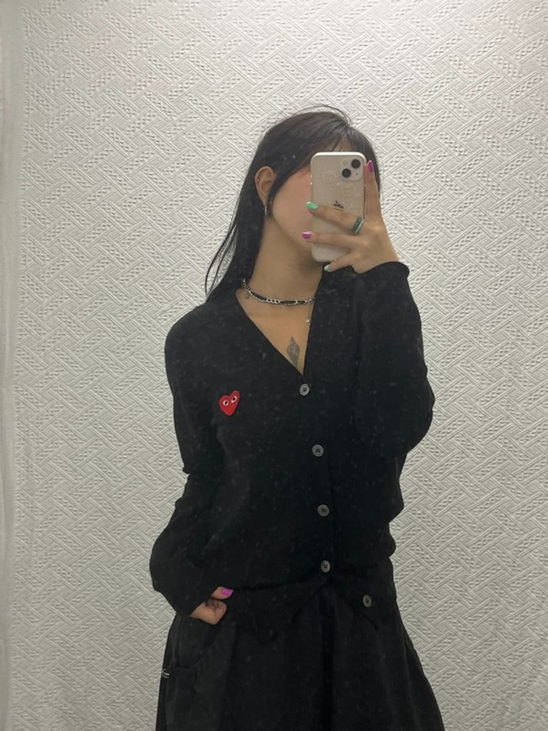 꼼데가르송 베이직 모던 하트 와펜 가디건 L C06557 상품이미지1