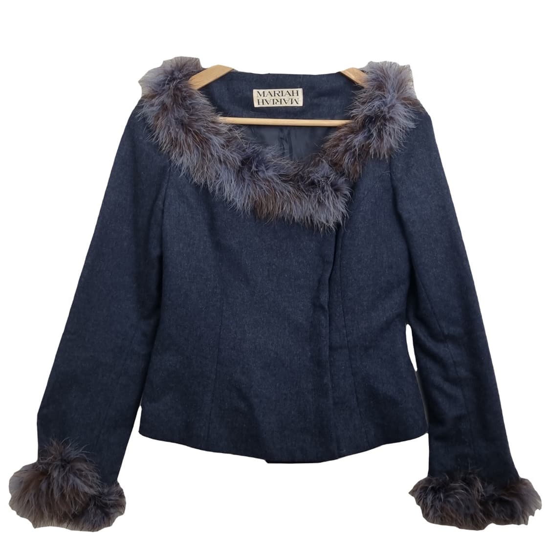 MARIAH 네이비 울 퍼 트리밍 자켓  상품이미지1