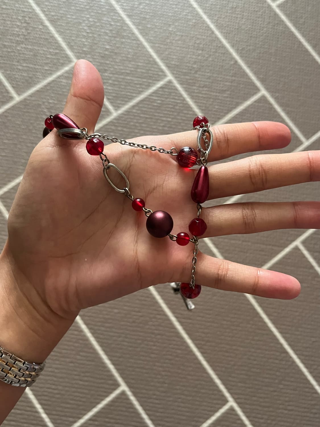 레드 오리엔탈 빈티지 레이어드 목걸이 상품이미지2