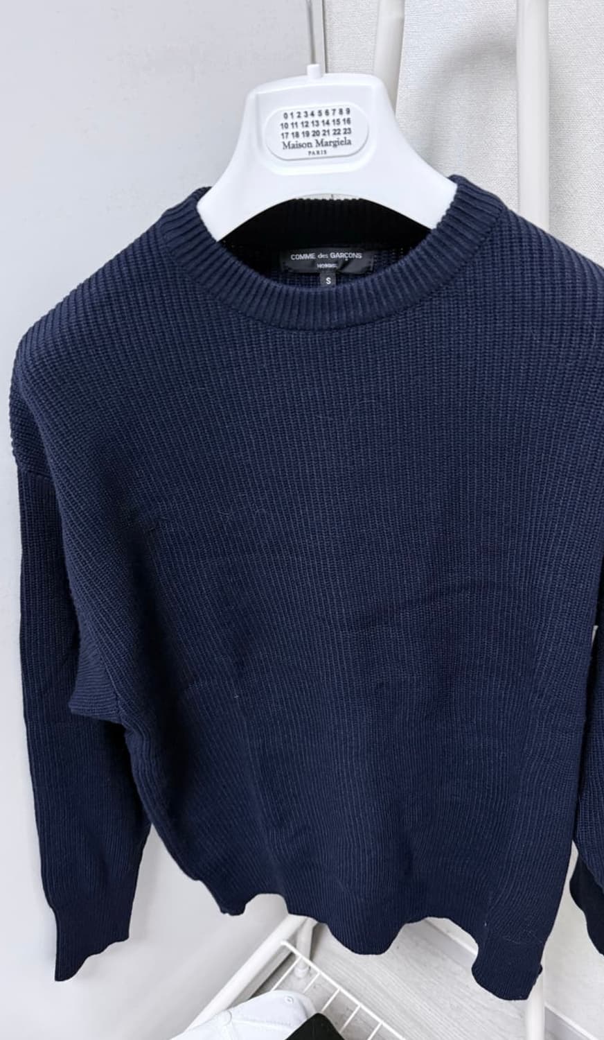 꼼데가르송 옴므 백로고 니트 네이비 상품이미지2