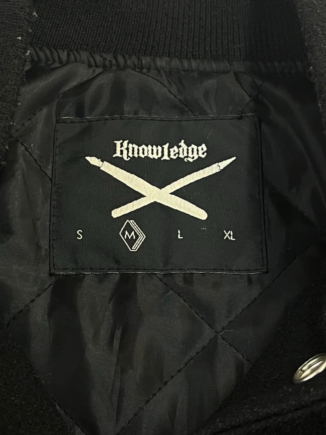 빈티지 Knowledge 패치 바시티 자켓 블랙 M #csz2165  상품이미지5