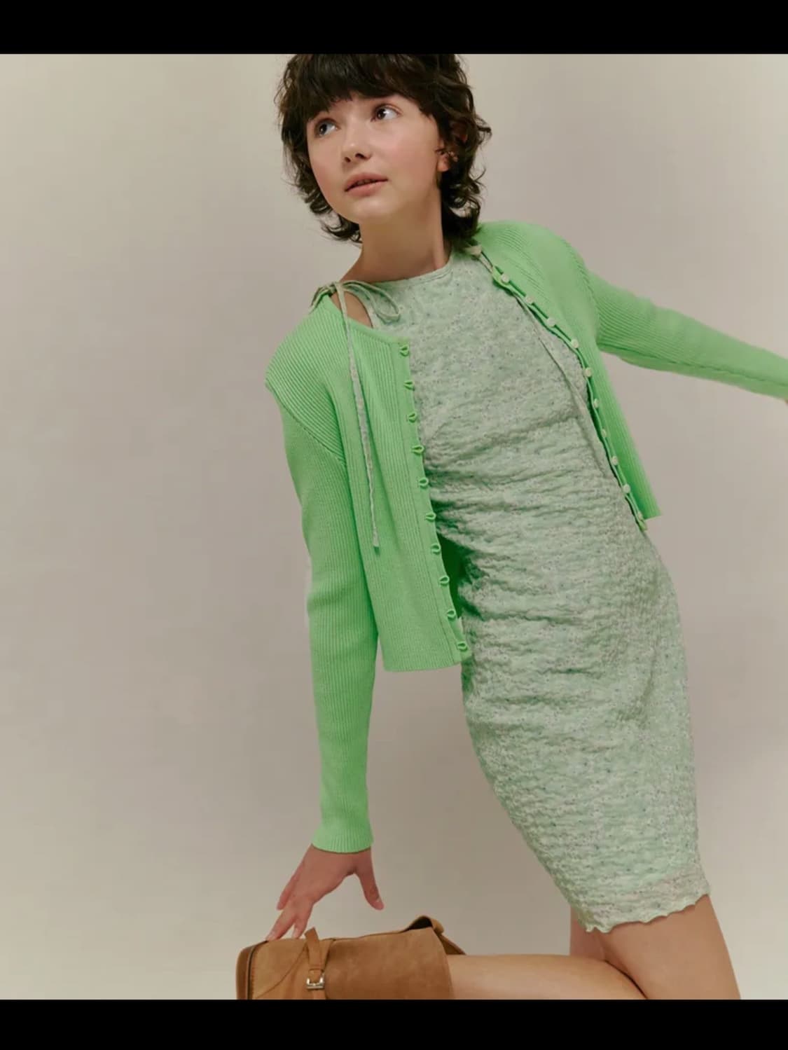 오버듀플레어 플로럴 홀터 원피스 그린 상품이미지1