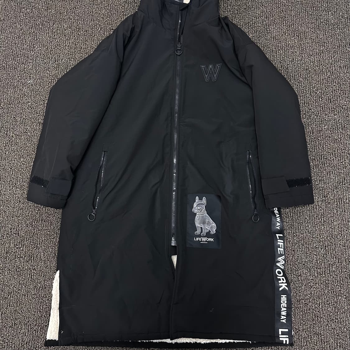 LIFEWORK 라이프워크 양면 롱 뽀글이 털 점퍼 블랙 L 상품이미지1