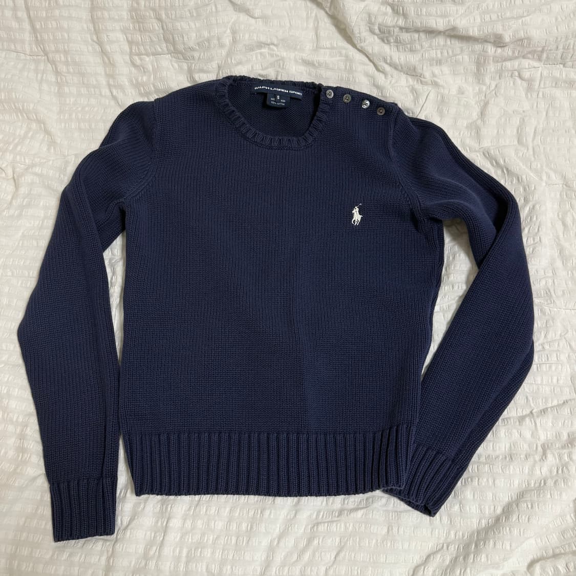 폴로 코튼 니트 네이비 S 상품이미지1