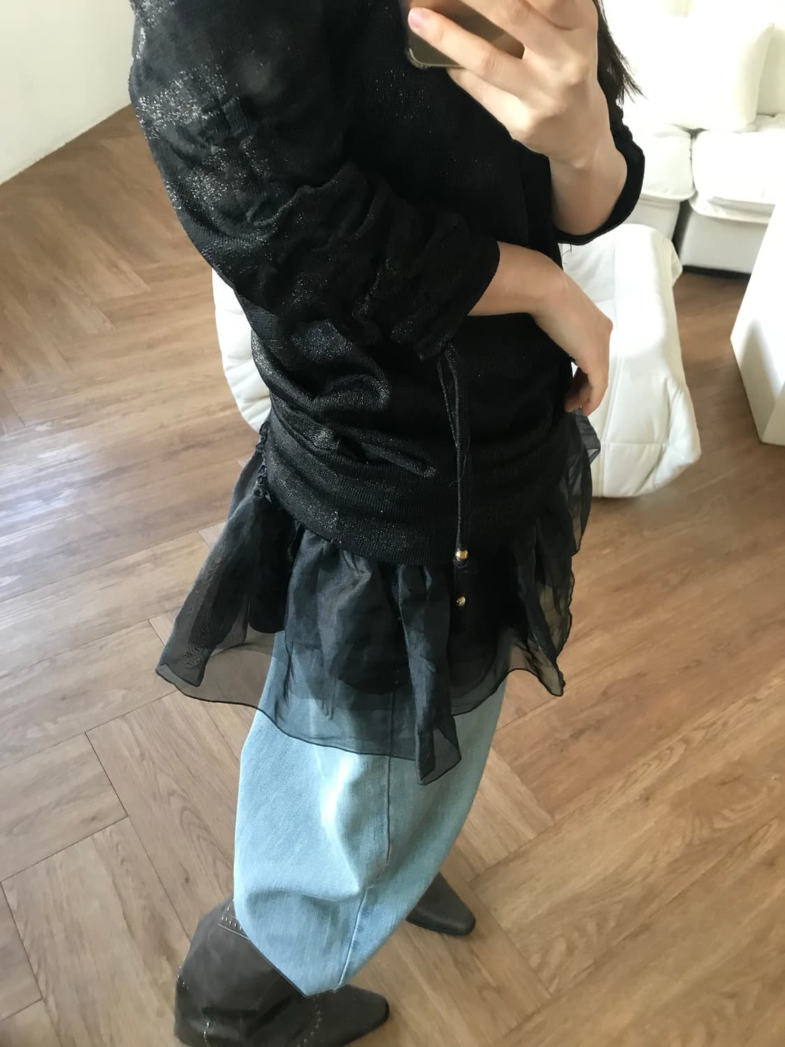 vintage stripe pattern shirring top 상품이미지7