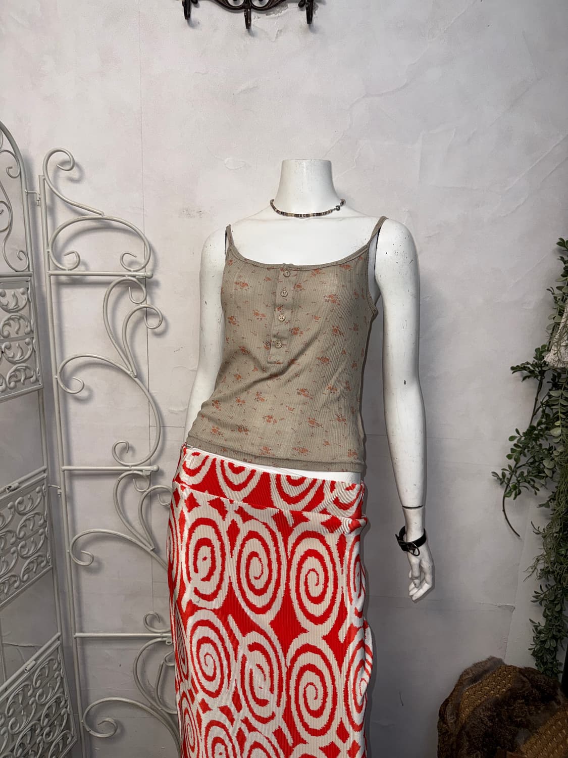 Ash orange floral sleeveless  상품이미지1