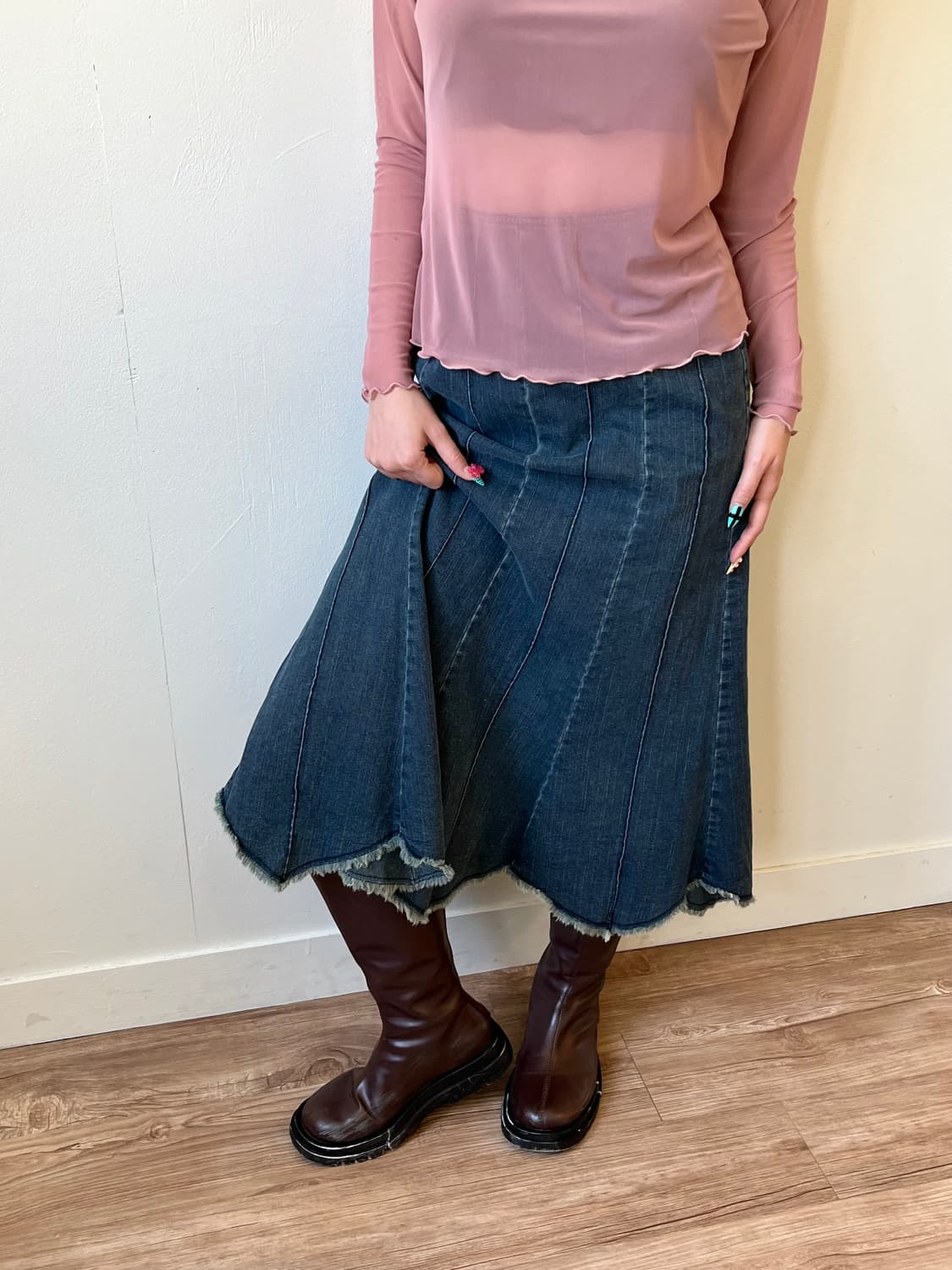 japan vtg 스카치 데님 스커트 상품이미지5