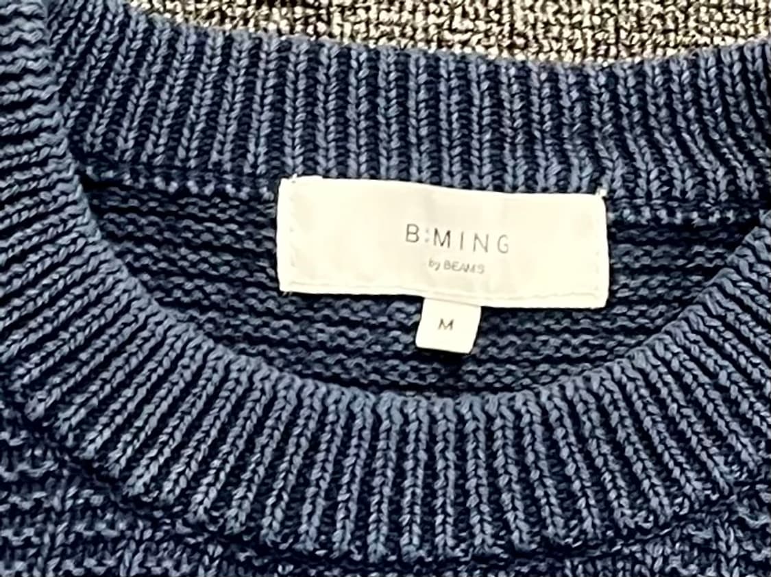 [95~100] B:MING by BEAMS 빔즈 와플 니트 네이비 M  상품이미지3