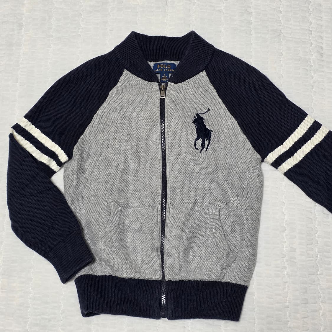 폴로 빅로고 y2k 니트집업 가디건 상품이미지1